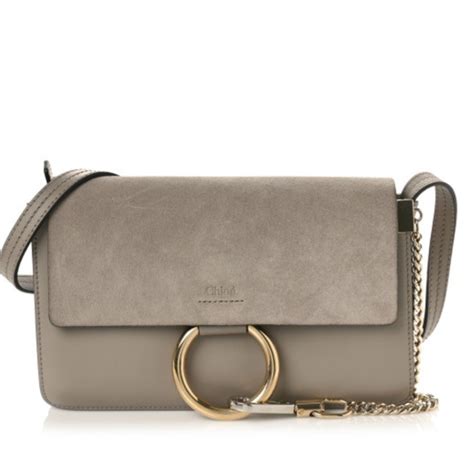 chloe faye small shoulder bag motty grey|CHLOE Suede Calfskin Small Faye Shoulder Bag .